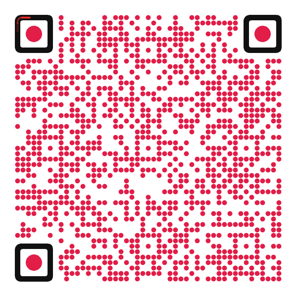 Animated QR code with a bright red trace moving around the three corner finder sockets