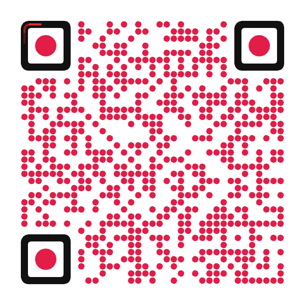 Animated QR code with a bright red trace moving around the three corner finder sockets