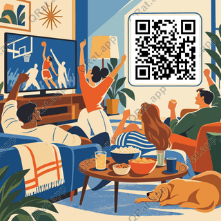 Basketball Watch Party artwork with a customizable QR code area