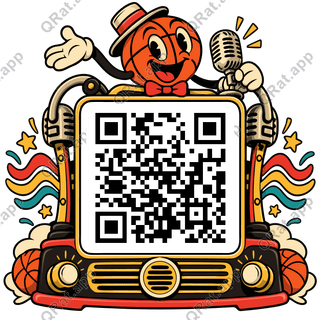 Courtside Radio-Dial Frame artwork with a customizable QR code area