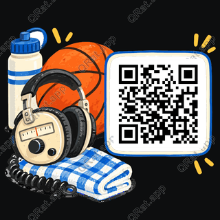 Courtside Radio artwork with a customizable QR code area