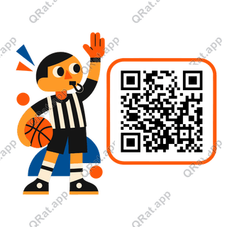 Geometric Basketball Referee artwork with a customizable QR code area