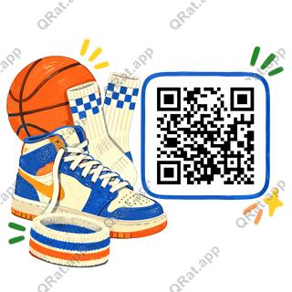 Sneaker and Ball artwork with a customizable QR code area