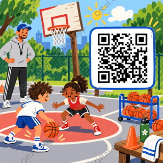 Neighborhood Street Practice artwork with a customizable QR code area