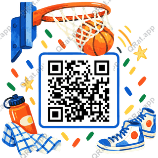 Swish and Confetti Frame artwork with a customizable QR code area