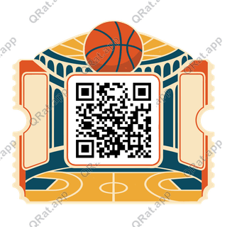 Vintage Basketball Ticket Frame artwork with a customizable QR code area