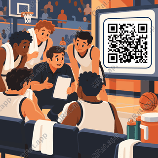 Defensive Timeout Huddle artwork with a customizable QR code area