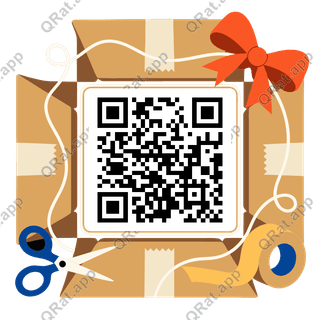 Parcel-Tape Frame artwork with a customizable QR code area