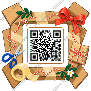 Parcel-Tape Frame artwork with a customizable QR code area