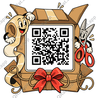 Parcel-Tape Frame artwork with a customizable QR code area
