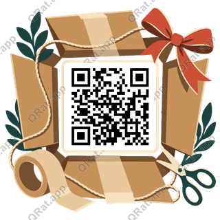Parcel-Tape Frame artwork with a customizable QR code area