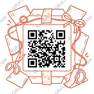Parcel-Tape Frame artwork with a customizable QR code area