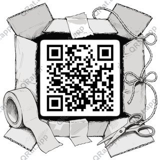 Parcel-Tape Frame artwork with a customizable QR code area