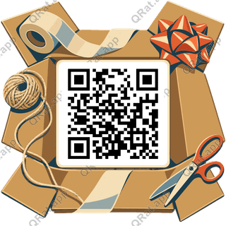 Parcel-Tape Frame artwork with a customizable QR code area