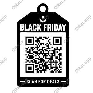 Colgar una etiqueta negra que dice BLACK FRIDAY y ESCANEAR OFERTAS alrededor de un cuadro vacío de la ubicación de la QR.