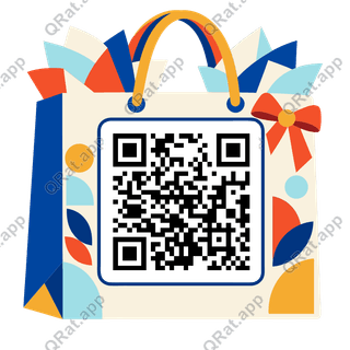 Shopping-Bag Handle Frame artwork with a customizable QR code area