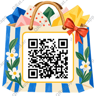 Shopping-Bag Handle Frame artwork with a customizable QR code area