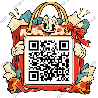 Shopping-Bag Handle Frame artwork with a customizable QR code area