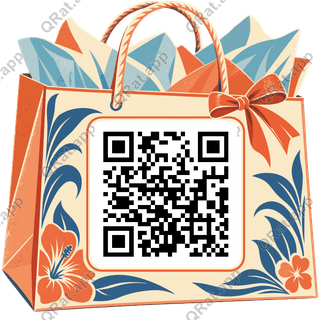 Shopping-Bag Handle Frame artwork with a customizable QR code area