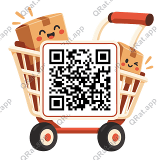 Shopping-Cart Rail Frame artwork with a customizable QR code area