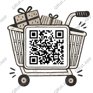 Shopping-Cart Rail Frame artwork with a customizable QR code area