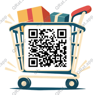Shopping-Cart Rail Frame artwork with a customizable QR code area