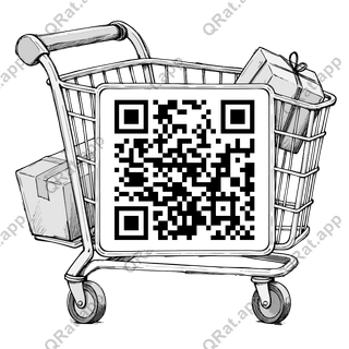 Shopping-Cart Rail Frame artwork with a customizable QR code area
