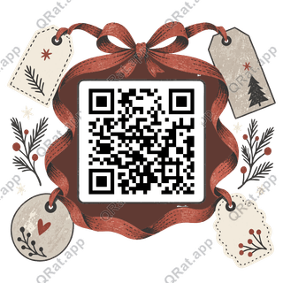 Tag-and-Ribbon Frame artwork with a customizable QR code area