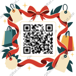 Tag-and-Ribbon Frame artwork with a customizable QR code area