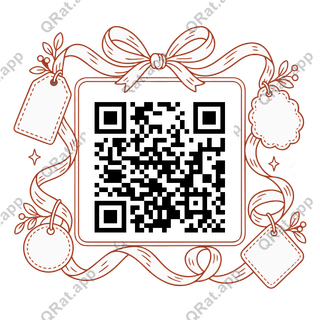 Tag-and-Ribbon Frame artwork with a customizable QR code area