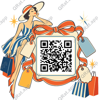 Tag-and-Ribbon Frame artwork with a customizable QR code area