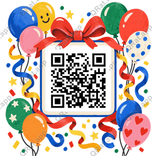 Balloon Bouquet Frame artwork with a customizable QR code area