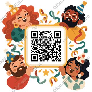 Celebration Faces Frame artwork with a customizable QR code area