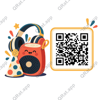 Party Speaker artwork with a customizable QR code area