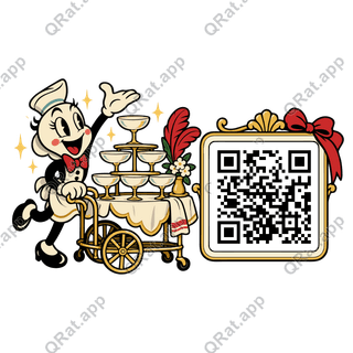 Grand Cake Cart artwork with a customizable QR code area