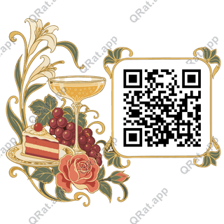 Sparkling Cake Toast artwork with a customizable QR code area