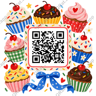 Cupcake Sprinkle Frame artwork with a customizable QR code area