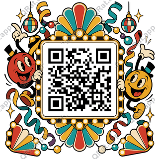 Jazz-Age Party Lights Frame artwork with a customizable QR code area