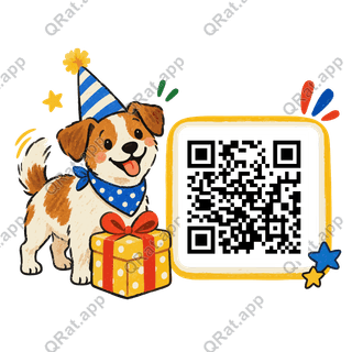 Party Dog artwork with a customizable QR code area