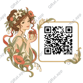 Flower Crown Portrait artwork with a customizable QR code area