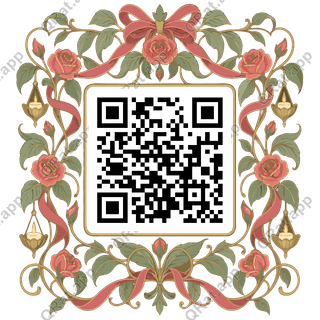 Garden Garland Frame artwork with a customizable QR code area