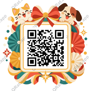 Ribbon Starburst Frame artwork with a customizable QR code area