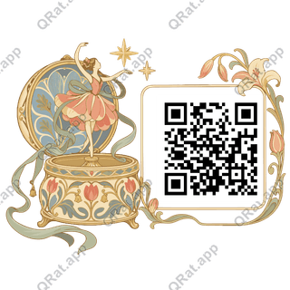 Birthday Music Box artwork with a customizable QR code area