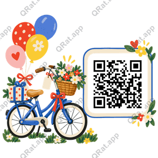 Party Bicycle artwork with a customizable QR code area