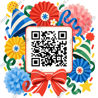 Party Hat Frame artwork with a customizable QR code area