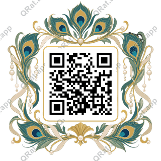 Peacock Celebration Frame artwork with a customizable QR code area