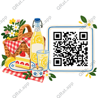 Birthday Picnic artwork with a customizable QR code area
