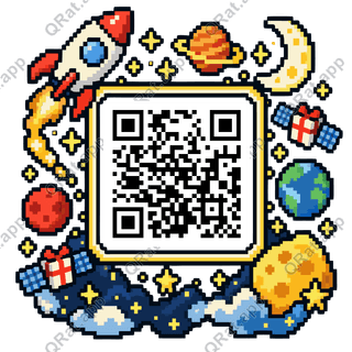 Space Birthday Frame artwork with a customizable QR code area
