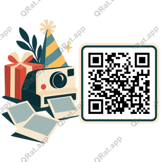 Birthday Camera Kit artwork with a customizable QR code area