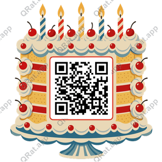 Retro Candle Cake Frame artwork with a customizable QR code area